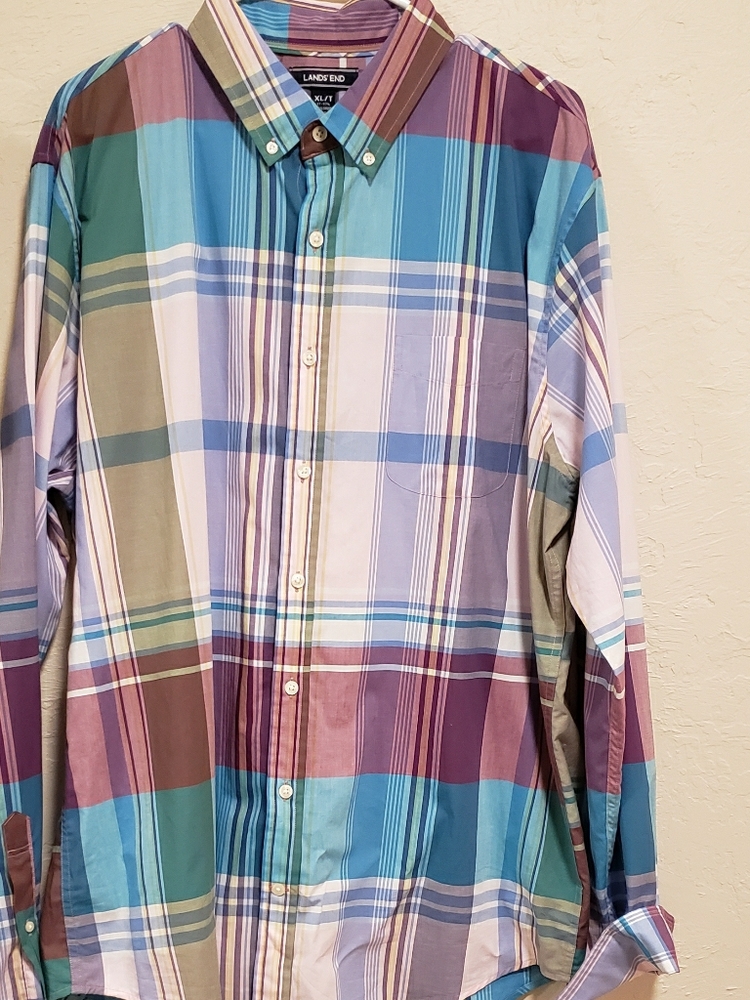 ☕Landsend railed fit button up 17 1/2 neck